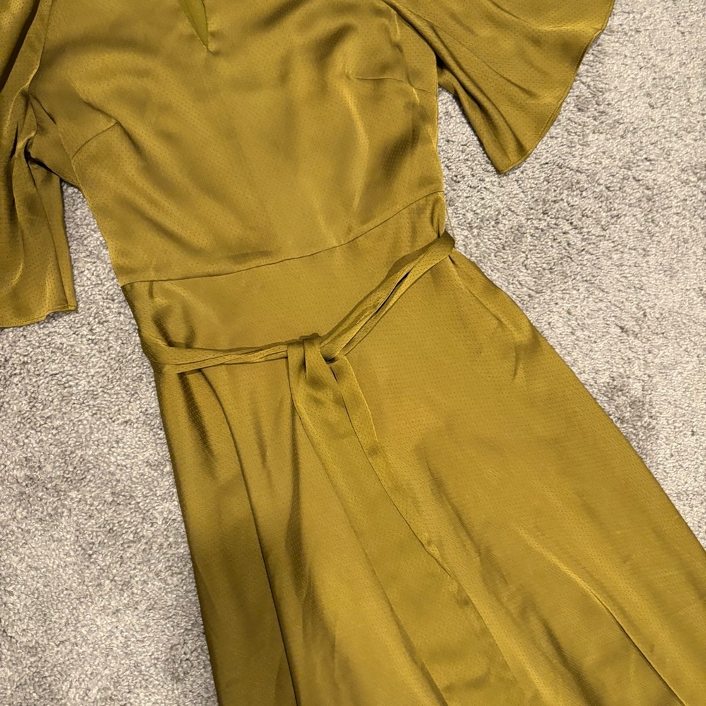 Ted Baker HARIIET Midi Dress In Khaki Green Size 1 / S - Picture 7 of 15